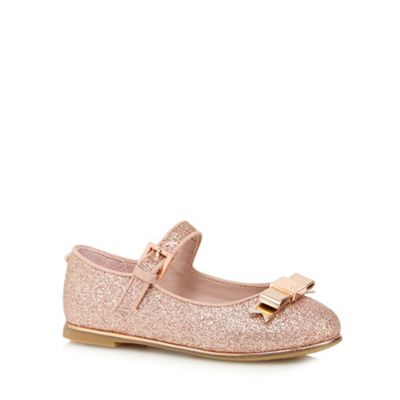 Baker by Ted Baker Girls' pink glittery bow applique shoes